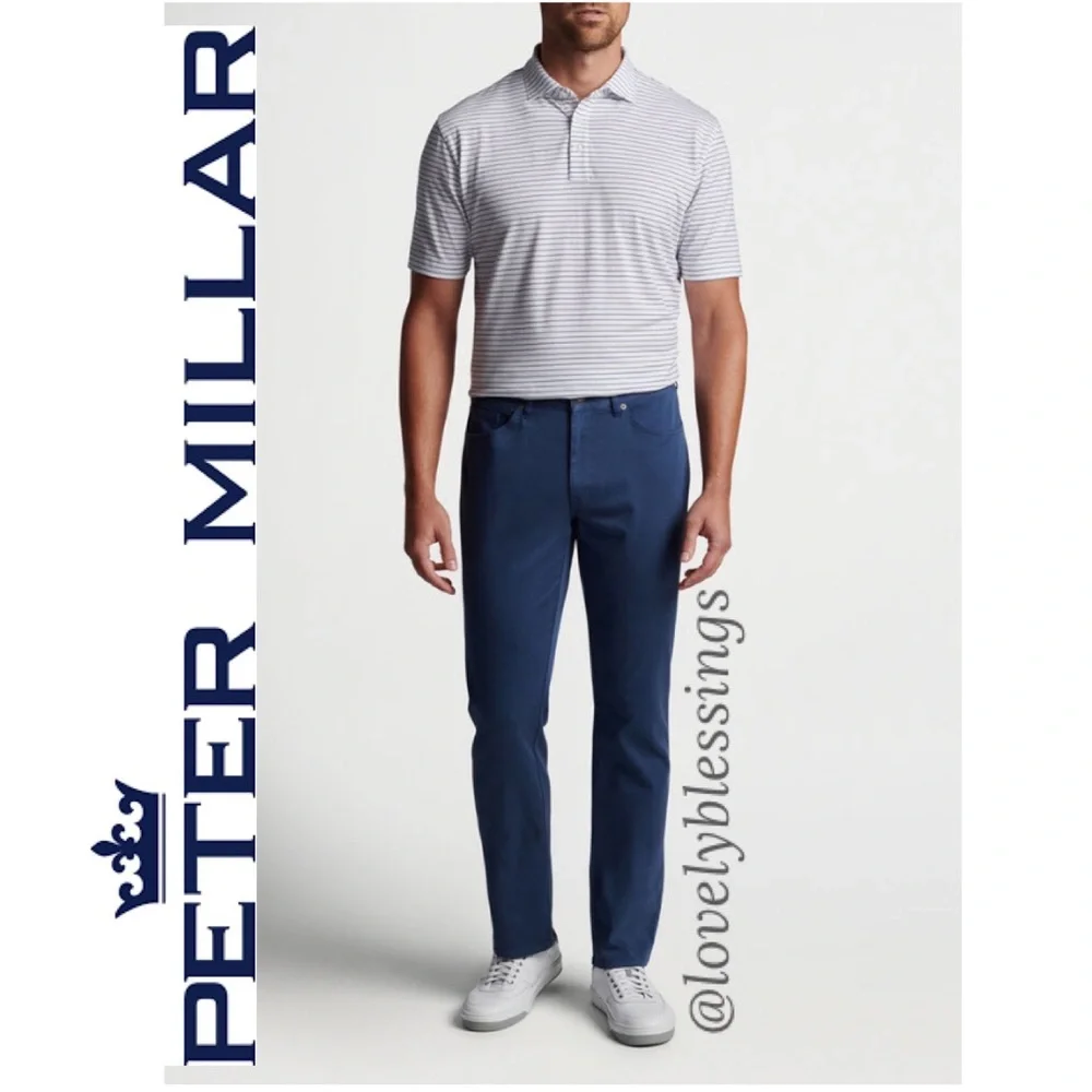 Peter Millar Crown Performance 5 Pocket Dress Casual Golf Pants Navy Blue